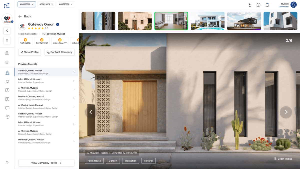 Public profile — previous projects gallery