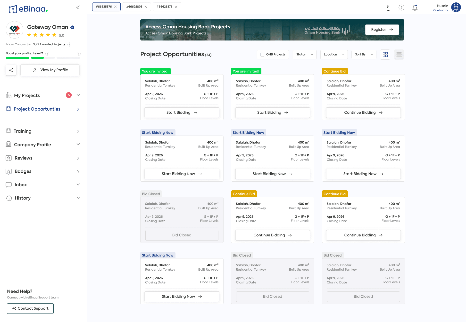 eBinaa — Project Opportunities (OHB marketplace)