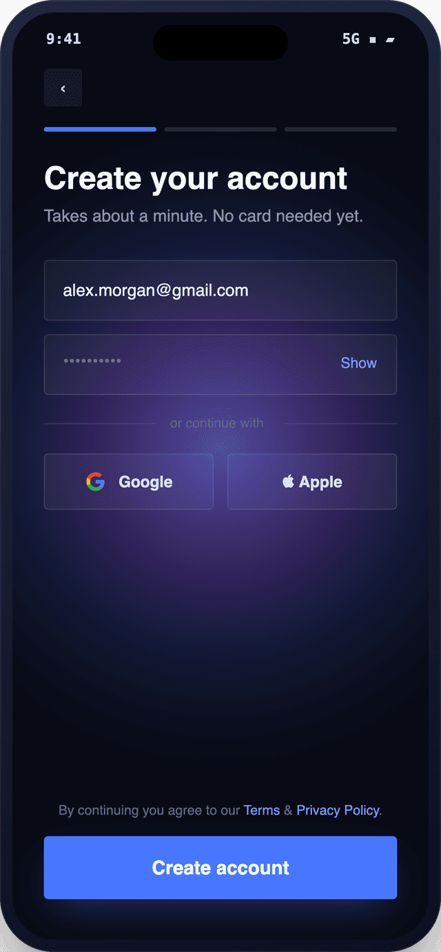 Create account