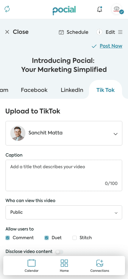 Upload to TikTok